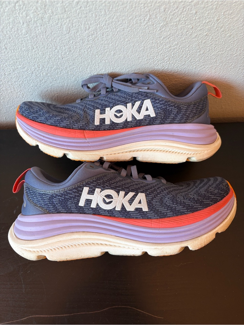 HOKA Women's Gaviota 5 Gray & Coral Running Shoes - Picture 5 of 9